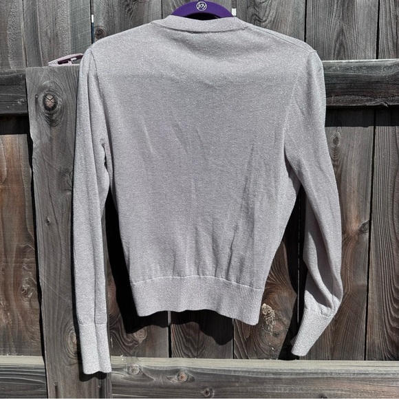 J Crew women Lurex wrap shimmering Pale Pink top blouse sweater Small J4235 - Picture 3 of 3